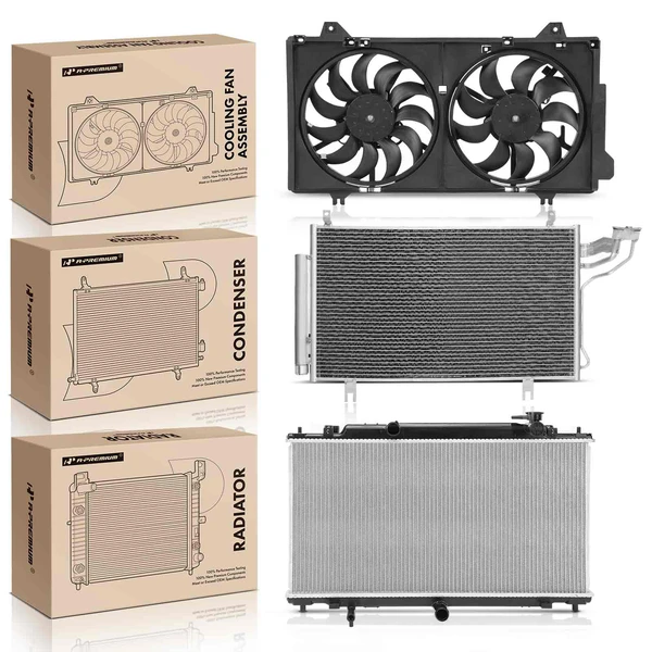 3 Pcs Radiator & AC Condenser & Cooling Fan Kit for 2014-2020 Mazda 6