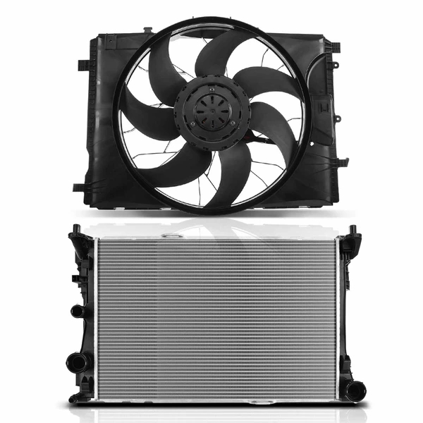 2 Pcs Radiator & Cooling Fan Assembly Kit for Mercedes-Benz C250 2012-2015