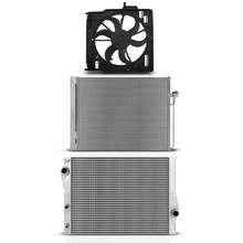 3 Pcs Radiator & AC Condenser & Cooling Fan Kit