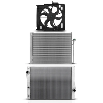 3 Pcs Radiator & AC Condenser & Cooling Fan Kit