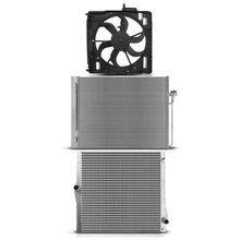 3 Pcs Radiator & AC Condenser & Cooling Fan Kit for 2007-2010 BMW X5