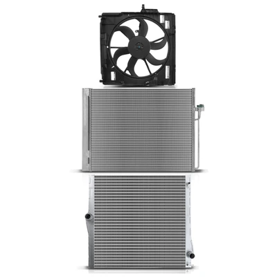 3 Pcs Radiator & AC Condenser & Cooling Fan Kit