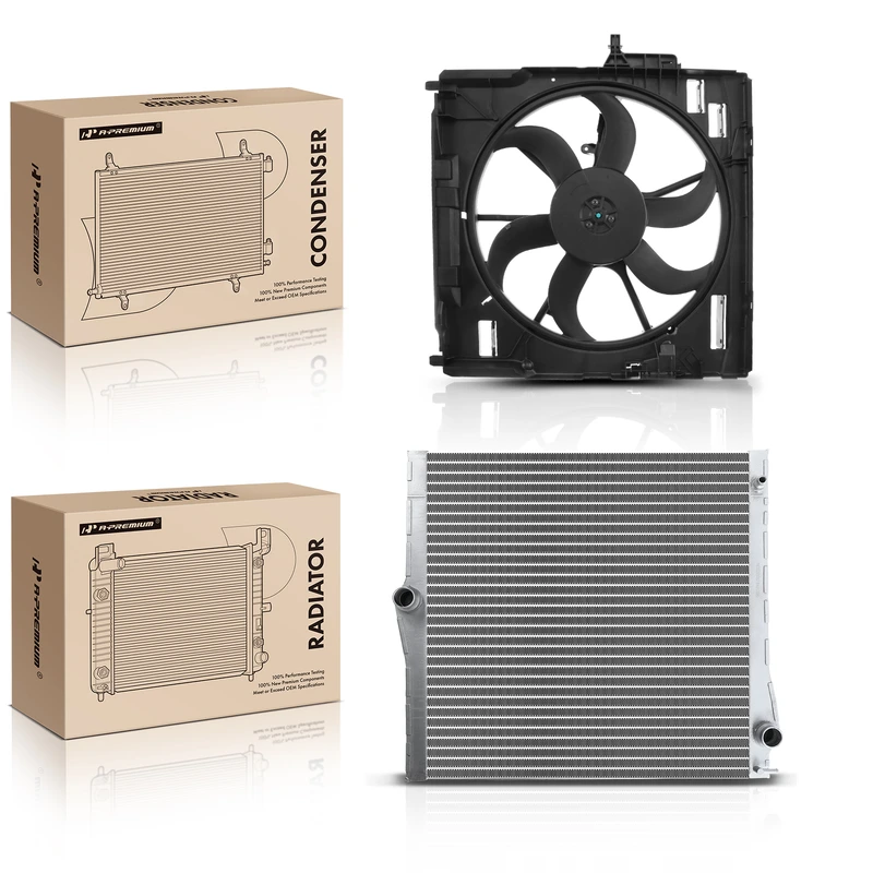 2 Pcs Radiator & Cooling Fan Assembly Kit for BMW E70 X5 2007-2010 V8 4.8L