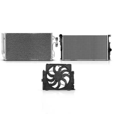 3 Pcs Radiator & AC Condenser & Cooling Fan Kit