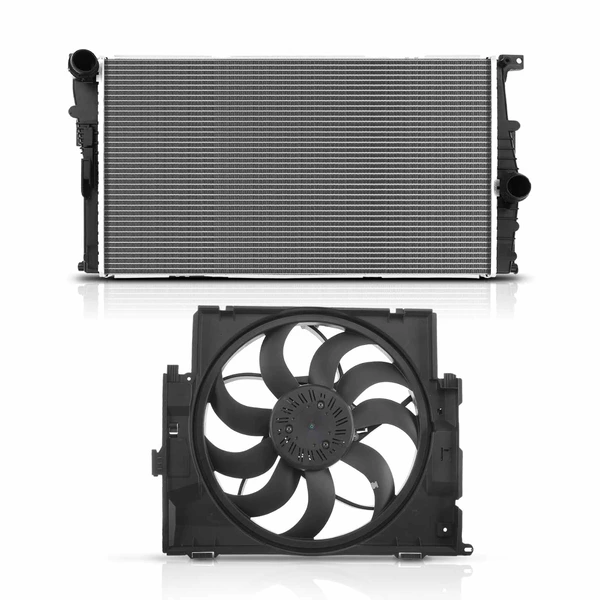 2 Pcs Radiator & Cooling Fan Assembly Kit for BMW 228i xDrive 320i L4 2.0L