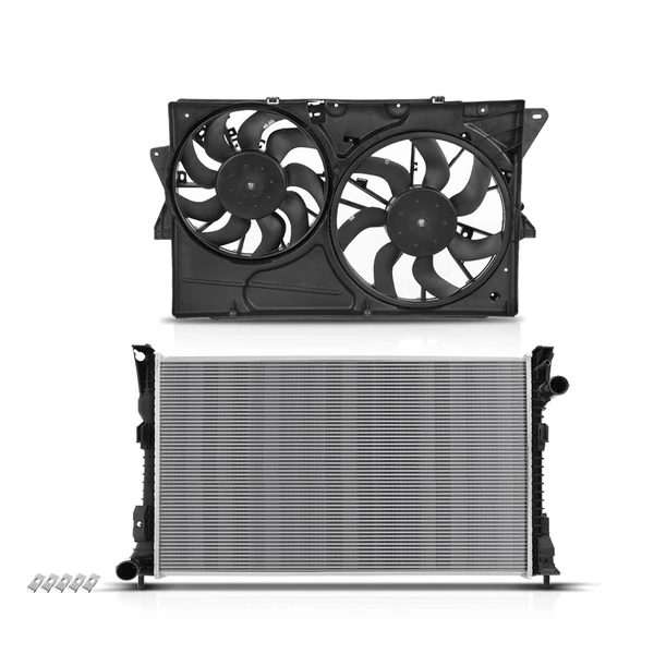 2 Pcs Radiator & Cooling Fan Assembly Kit for Ford Taurus Police Interceptor Sedan 2013-2019