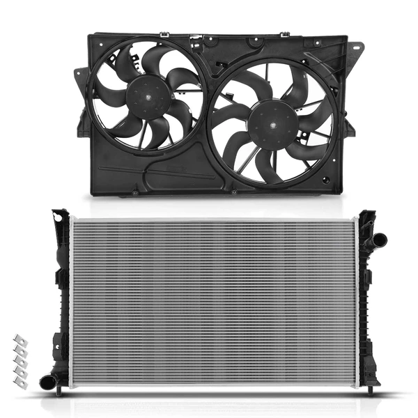 2 Pcs Radiator & Cooling Fan Assembly Kit for Ford Taurus 2013-2019 Lincoln MKS 2013-2016