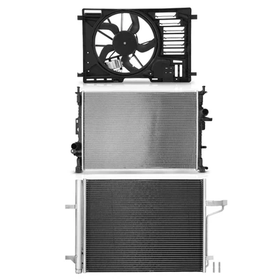 3 Pcs Radiator & AC Condenser & Cooling Fan Kit