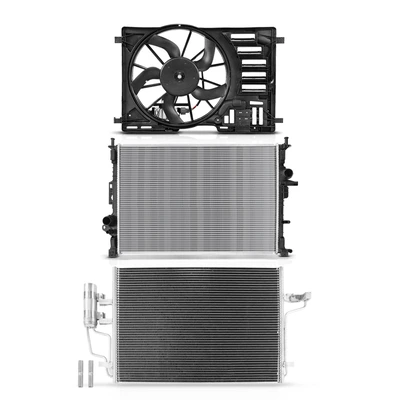 3 Pcs Radiator & AC Condenser & Cooling Fan Kit