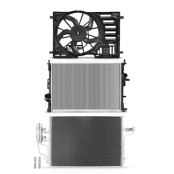 3 Pcs Radiator & AC Condenser & Cooling Fan Kit for Ford Escape 2013-2016 2.0L