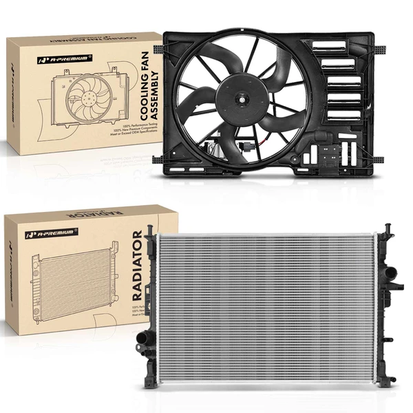 2 Pcs Radiator & Cooling Fan Assembly Kit for Ford Escape 2013-2016 L4 2.0L
