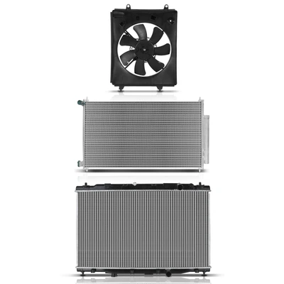 3 Pcs Radiator & AC Condenser & Cooling Fan Kit