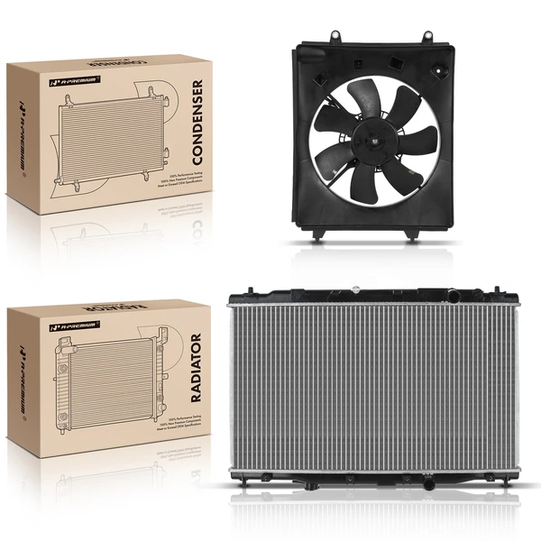 2 Pcs Radiator & Cooling Fan Assembly Kit for Honda CR-V 2012-2014 L4 2.4L SUV