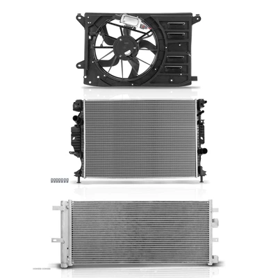 3 Pcs Radiator & AC Condenser & Cooling Fan Kit