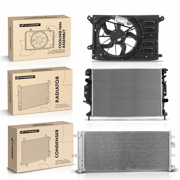 3 Pcs Radiator & AC Condenser & Cooling Fan Kit for Ford Fusion 2013-2019 Lincoln