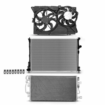 3 Pcs Radiator & AC Condenser & Cooling Fan Kit