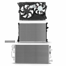 3 Pcs Radiator & AC Condenser & Cooling Fan Kit for 2012 Ford Explorer 2.0L l4