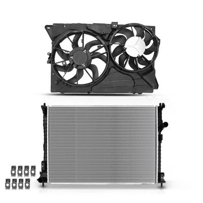 2 Pcs Radiator & Cooling Fan Assembly Kit