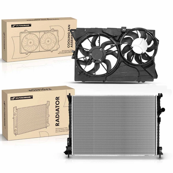 2 Pcs Radiator & Cooling Fan Assembly Kit for Ford Explorer 2013-2015 L4 2.0L