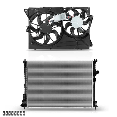 2 Pcs Radiator & Cooling Fan Assembly Kit