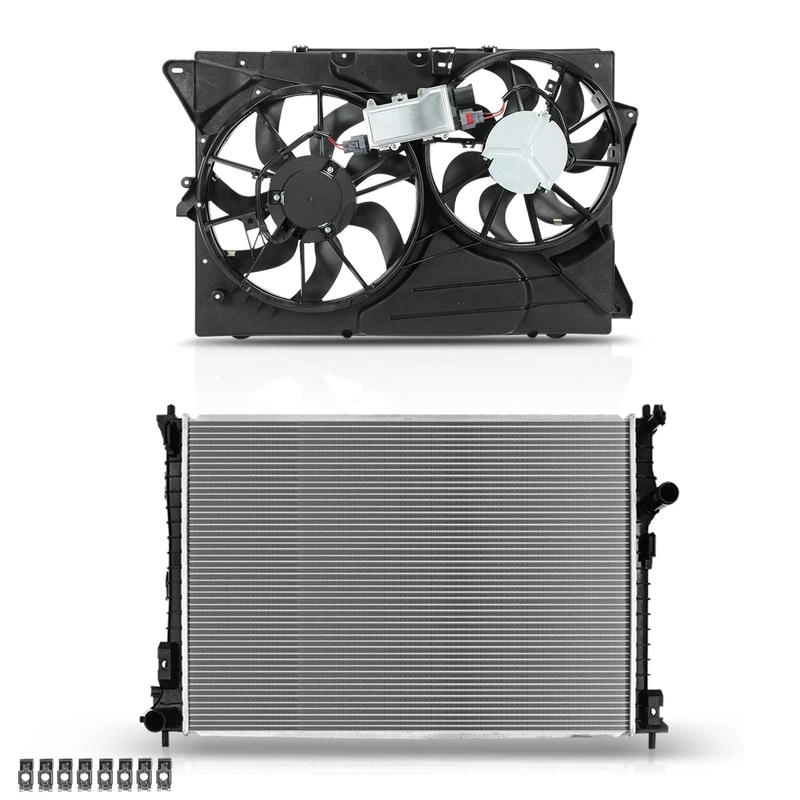 2 Pcs Radiator & Cooling Fan Assembly Kit for Ford Explorer 2012 2.0L