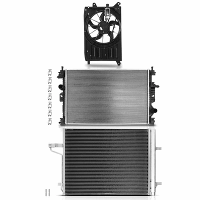 3 Pcs Radiator & AC Condenser & Cooling Fan Kit