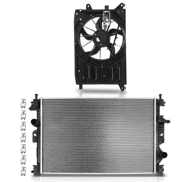 2 Pcs Radiator & Cooling Fan Assembly Kit for Ford C-Max 2013-2018 L4 2.0L