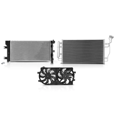 3 Pcs Radiator & AC Condenser & Cooling Fan Kit