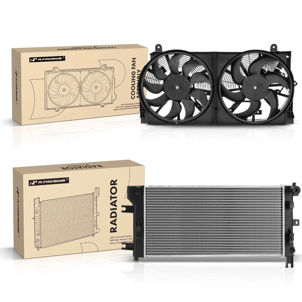 2 Pcs Radiator & Cooling Fan Assembly Kit for Nissan LEAF 2013-2017 BATTERY EV