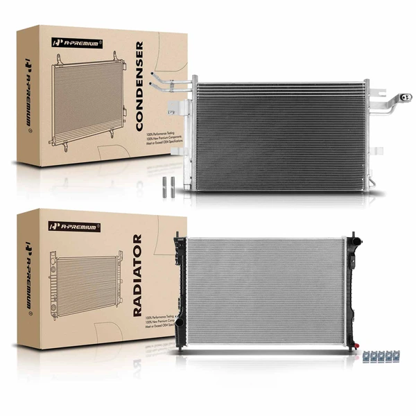Radiator & AC Condenser Cooling Kit for Ford Explorer 2016-2019 V6 3.5L AWD 4WD