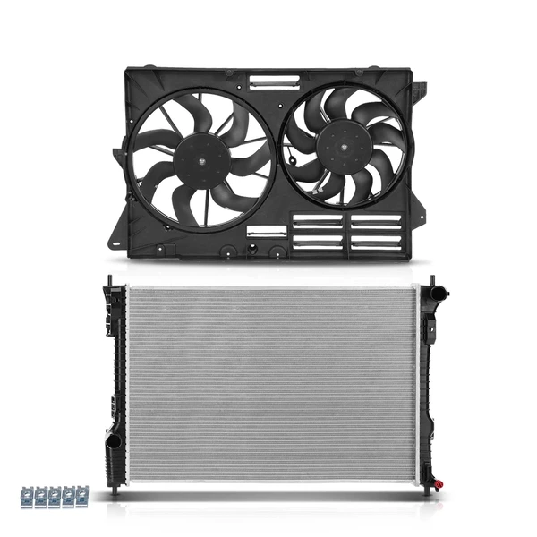 2 Pcs Radiator & Cooling Fan Assembly Kit for Ford Explorer 2013-2019 V6 3.5L