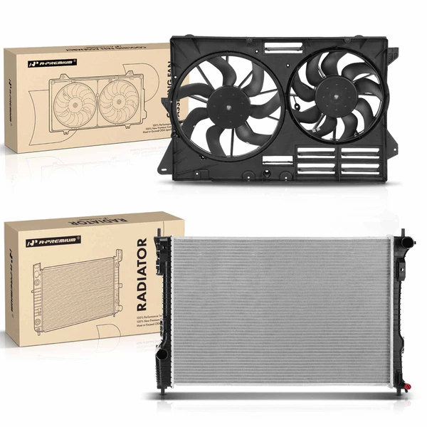 2 Pcs Radiator & Cooling Fan Assembly Kit for Ford Explorer 2013-2019 V6 3.5L