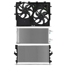 3 Pcs Radiator & AC Condenser & Cooling Fan Kit for 2014-2018 Ram ProMaster 2500