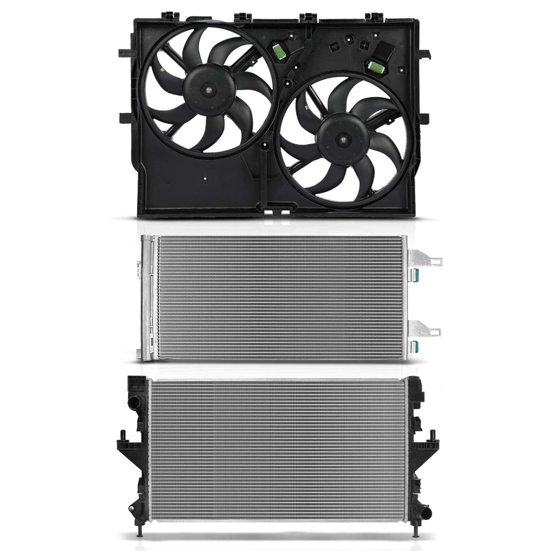 3 Pcs Radiator & AC Condenser & Cooling Fan Kit for Ram ProMaster 1500 2500 3500