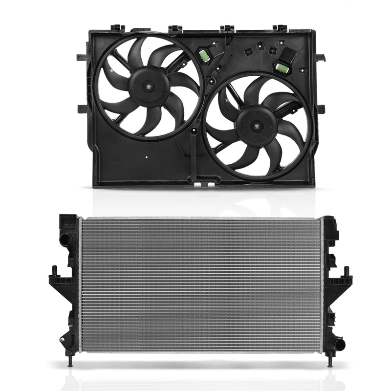 2 Pcs Radiator & Cooling Fan Assembly Kit for Ram ProMaster 1500 2014-2018 3.6L