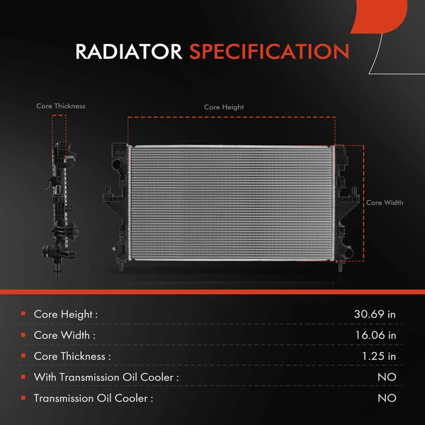2 Pcs Radiator & Cooling Fan Assembly Kit for Ram ProMaster 1500 2500 3500