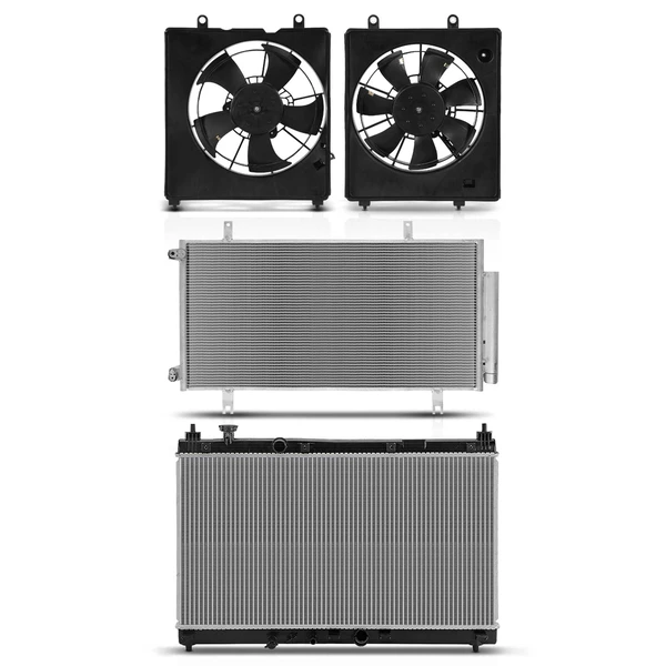 4 Pcs Radiator & AC Condenser & Cooling Fan Kit for 2015-2020 Honda Fit