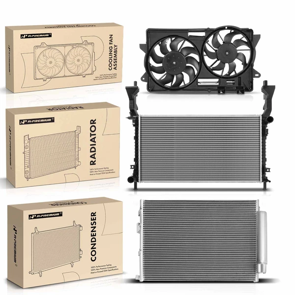 3 Pcs Radiator & AC Condenser & Cooling Fan Kit for Ford Mustang 2015-2020