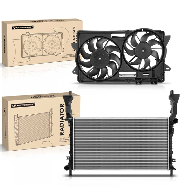2 Pcs Radiator & Cooling Fan Assembly Kit for Ford Mustang 2015-2020 2.3L
