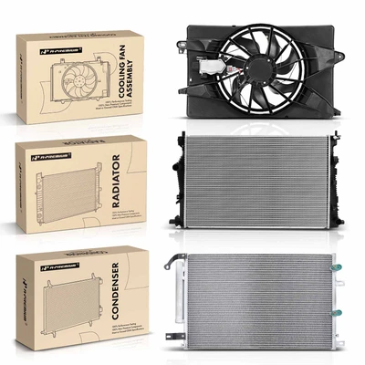 3 Pcs Radiator & AC Condenser & Cooling Fan Kit