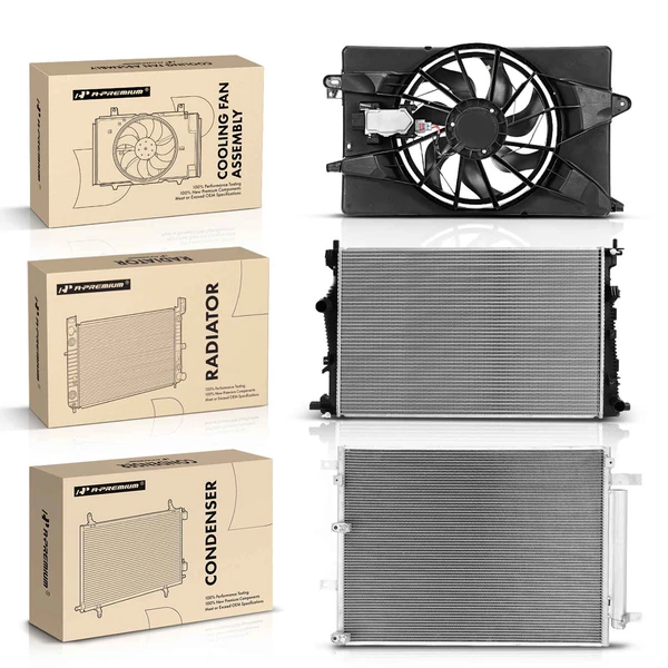 3 Pcs Radiator & AC Condenser & Cooling Fan Kit for 2014-2018 Jeep Cherokee