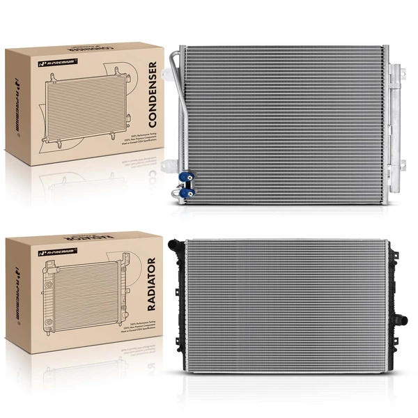 Radiator & AC Condenser Cooling Kit for Volkswagen Passat 2014-2019 L4 1.8L 2.0L