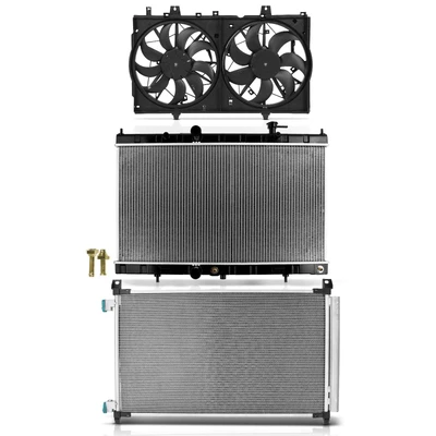 3 Pcs Radiator & AC Condenser & Cooling Fan Kit