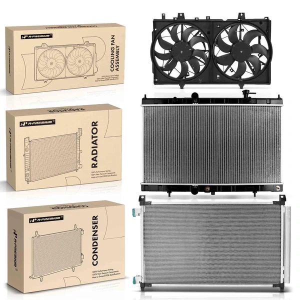 3 Pcs Radiator & AC Condenser & Cooling Fan Kit for Nissan Rogue 2014-2020 2.5L