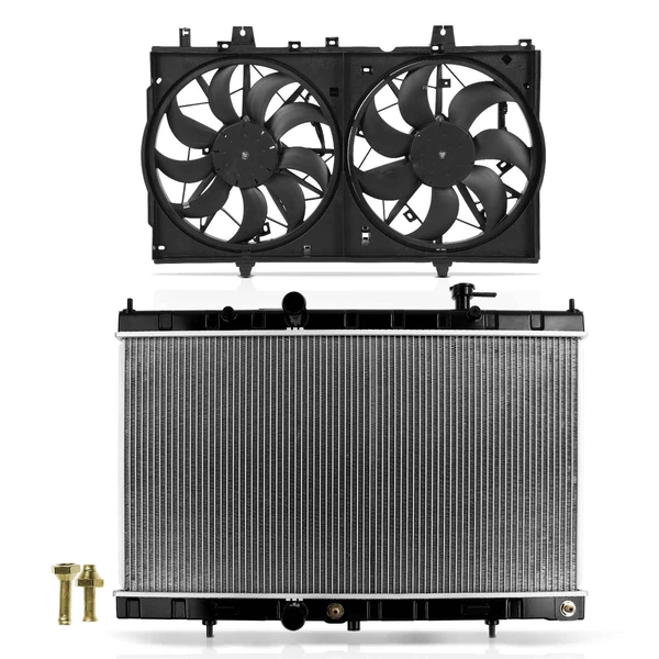 2 Pcs Radiator & Cooling Fan Assembly Kit for Nissan Rogue 2014-2020 L4 2.5L