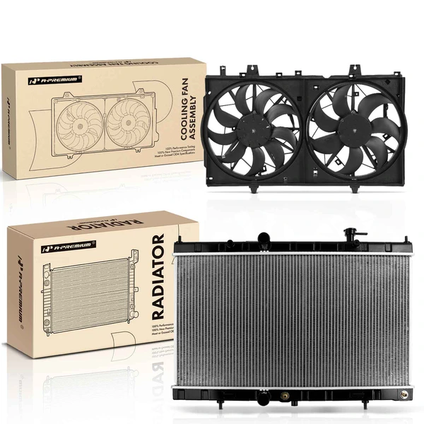 2 Pcs Radiator & Cooling Fan Assembly Kit for Nissan Rogue 2014-2020 L4 2.5L