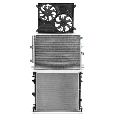 3 Pcs Radiator & AC Condenser & Cooling Fan Kit