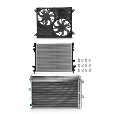 3 Pcs Radiator & AC Condenser & Cooling Fan Kit