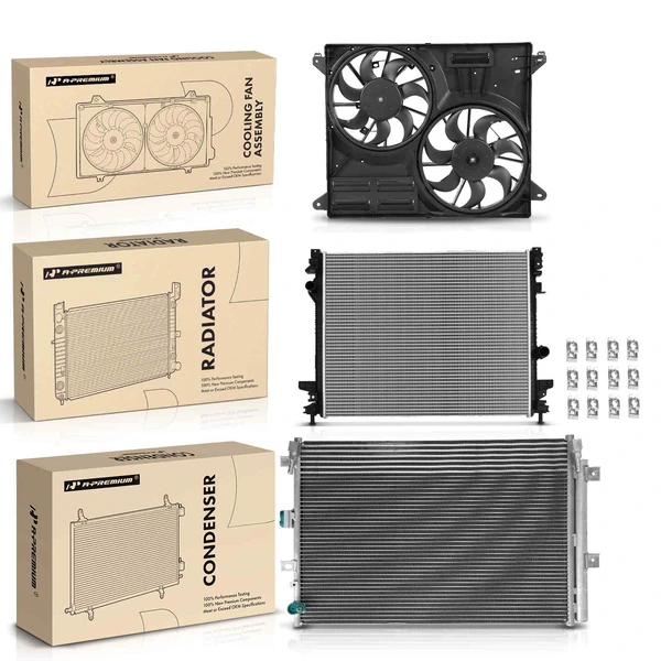 3 Pcs Radiator & AC Condenser & Cooling Fan Kit for Ford Edge 15-17 Lincoln MKX 16-17