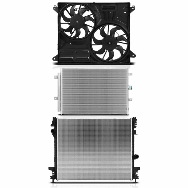 3 Pcs Radiator & AC Condenser & Cooling Fan Kit for 2019-2020 Ford Edge